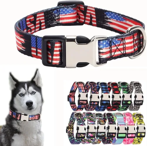Vista 23 de Lindo collar para perros XS, pequeños, medianos y grandes, collar de nailon suave para mascotas, estampado 3D, con patrones multicolores, collares