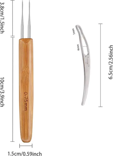 Vista 2 de AUGSUN Herramienta de gancho de ganchillo para rastas, trenzas de cabello para rastas, agujas de tejer ganchillo para manualidades trenzadas