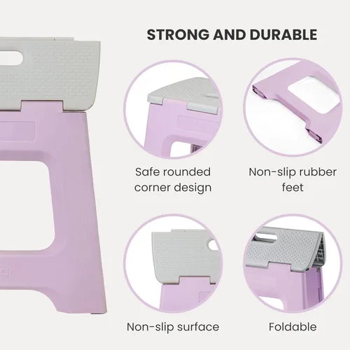 Vista 108 de Vigar Taburete compacto plegable, taburetes de 10-1/2 pulgadas para adultos de hasta 330 libras, taburete ligero, taburete plegable antideslizante