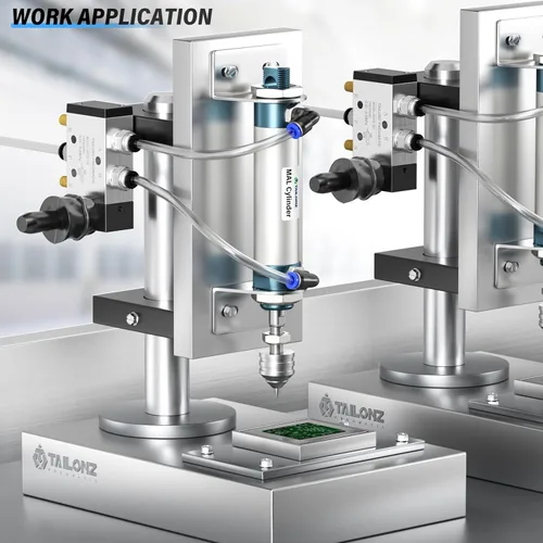 Vista 5 de TAILONZ PNEUMATIC Cilindro de Aire de 16mm Orificio 25mm Carrera de Doble Acción con Conector Y y 2 Piezas de Conexión de 6mm MAL16x25
