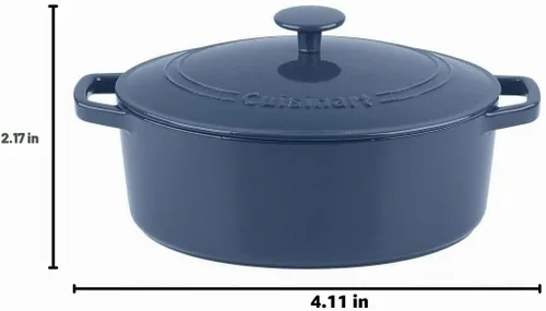Vista 2 de Cuisinart Chef's Classic - Cazuela ovalada de hierro fundido esmaltado (azul provenzal, 5.5 cuartos de galón)
