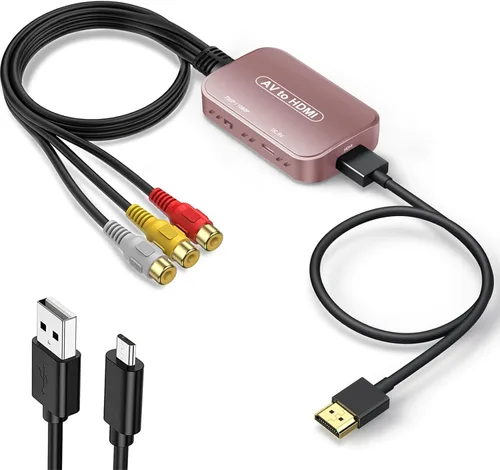 Vista 9 de Adaptador RCA a HDMI, convertidor AV a HDMI, convertidor de audio compuesto RCA a HDMI para PS1, PS2, PS3, STB, Xbox, VHS, VCR, reproductores de DVD