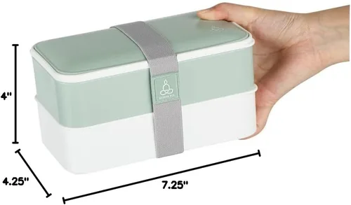 Vista 20 de Restaurantware -Bento Tek - Lonchera apilable de 40.5 onzas, 1 contenedor reutilizable para adultos – con utensilios, taza de salsa incluida, caja