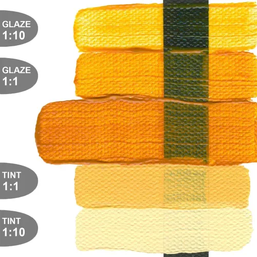 Vista 4 de Acrílicos de cuerpo pesado por GOLDEN, tono amarillo indio, tubo de 2 onzas líquidas, pintura acrílica profesional, transparente