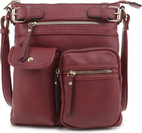 Vista 20 de SG SUGU Katie Bolso Bandolera Ligero Mediano Bolso de Hombro con Múltiples Bolsillos para Mujer Negro