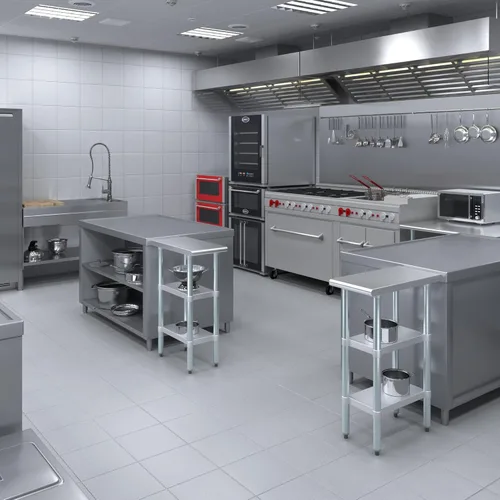 Vista 8 de AmGood Mesa de trabajo de acero inoxidable con 2 estantes NSF Mesa utilitaria de metal (12 pulgadas de largo x 24 pulgadas de profundidad)