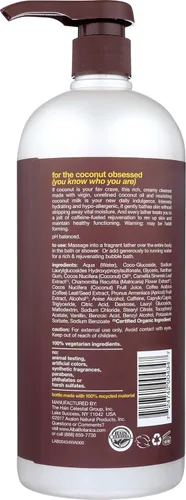 Vista 3 de Alba Botanica Gel de baño y ducha muy emoliente, rescate de coco, 32 onzas