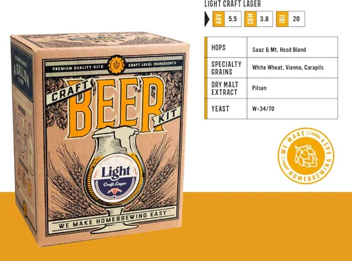 Vista 5 de Craft a Brew - Kit de elaboración de cerveza de lujo - Light Lager - Para elaboración casera - Suministros para hacer cerveza - Incluye kit