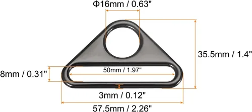 Vista 2 de uxcell Ajustador de hebilla triangular Anillos en D Triángulo Ajustador Triángulo con barra Clip giratorio para correa de bolsa
