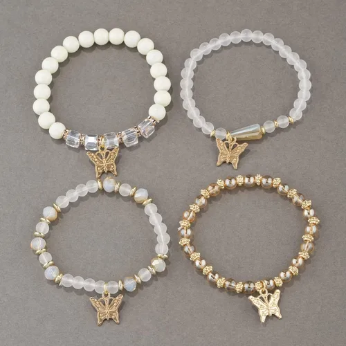 Vista 5 de Pingyongchang Pulseras bohemias para mujer, estilo bohemio, multicapa, con cuentas doradas, apilables, elásticas, hechas a mano, multicolor