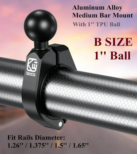 Vista 2 de BRCOVAN Soporte de barra mediana de bola de 1 pulgada, base de abrazadera de aleación de aluminio, apto para rieles redondos de 1.26 pulgadas