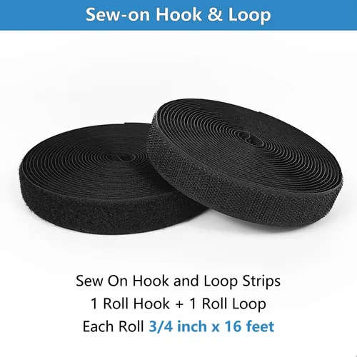 Vista 2 de Matenf Tiras de velcro para coser, 3/4 pulgadas de ancho, fáciles de coser, excelente agarre, no adhesivas, cinta entrelazada, cinta de gancho