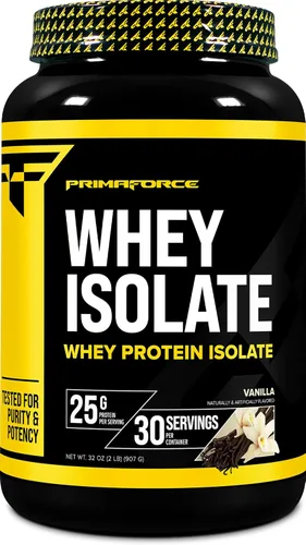 Primaforce Polvo aislado de proteína de suero (vainilla, 2 libras) - Sin OMG, sin gluten