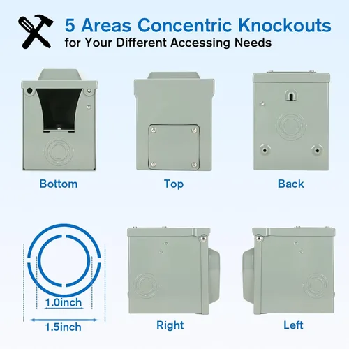 Vista 6 de BEBOBLY Caja de toma de corriente de 30 amperios para RV, receptáculo NEMA TT-30R de 125 voltios, enchufe exterior cerrado y con cerradura, panel