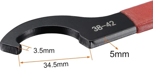 Vista 2 de uxcell Llave inglesa de gancho C portabrocas para tuerca redonda de 1.496-1.654 in, con mango antideslizante rojo