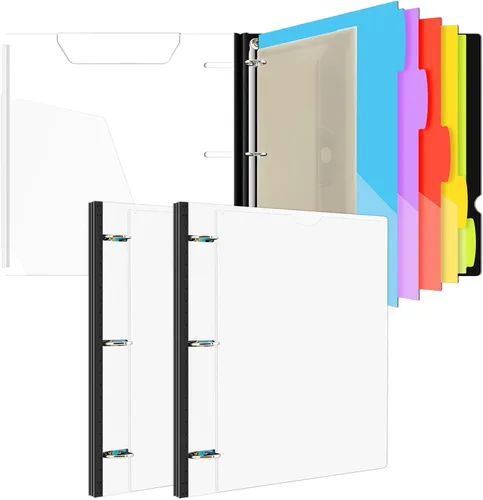 Vista 18 de INFUN Carpeta organizadora de proyectos telescópica de 3 anillos de 1 pulgada, 13 bolsillos, cubierta frontal personalizable, divisor de bolsillo