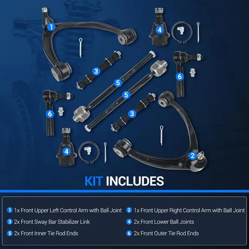 Vista 3 de Autoround Kit de suspensión delantera brazo de control superior con rótula compatible con Chevy Tahoe Silverado Suburban 1500 Avalanche 2007-2014