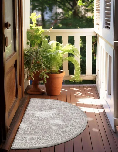 Vista 115 de Unique Loom Outdoor Aztec Collection Alfombra de área, Chalca (7 pies 10 pulgadas, cuadrada, azul/marfil)