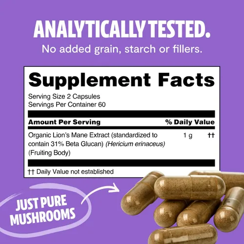 Vista 5 de FreshCap, paquete de bienestar óptimo (cápsulas de melena de león, cápsulas de cola de pavo, cápsulas de Reishi)