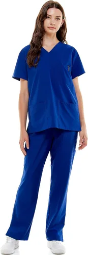 MEDPIA Conjuntos de uniforme médico para mujeres y hombres, pantalones de enfermería médica elásticos en 4 direcciones y 8 bolsillos