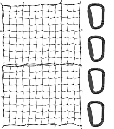 Red de carga elástica de servicio más pesado para caja de camioneta pickup - 4' x 6' se estira hasta 8' x 12' - Malla elástica de látex pequeña de