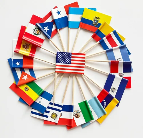 Vista 9 de stidsds Banderas de palillos de dientes de 100 países, mini decoración nacional para cupcakes de países pequeños, decoración para fiestas