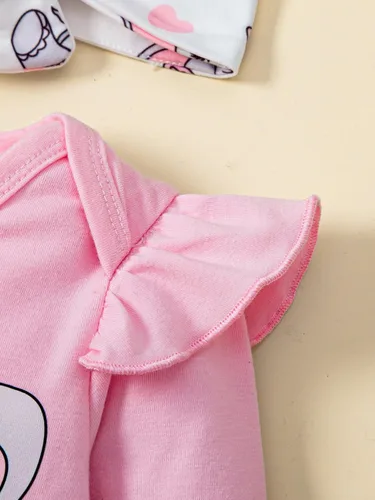 Vista 4 de Conjunto de mameluco y pantalones para niñas de 0 a 18 meses con estampado de elefante