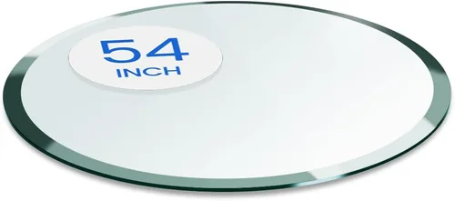 Vista 89 de Dulles Glass Mesa redonda de cristal de 26 pulgadas, templada, superficie de vidrio de 3/8 pulgadas de grosor, borde de lápiz seguro, multiusos