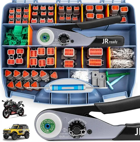 Vista 10 de JRready ST6361 Kit de conectores Deutsch, conector impermeable automotriz DTP de 2 y 4 vías, conectores macho hembra DTHD de 1 pin con herramienta