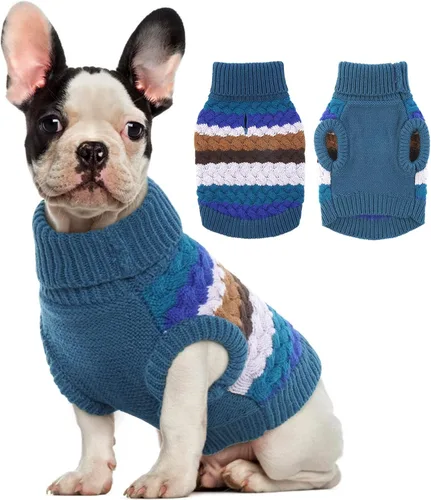 Vista 22 de Kuoser Suéter para perro, suéteres de Navidad para perros extra pequeños, suéter suave y cálido para perros, chaleco de punto trenzado colorido