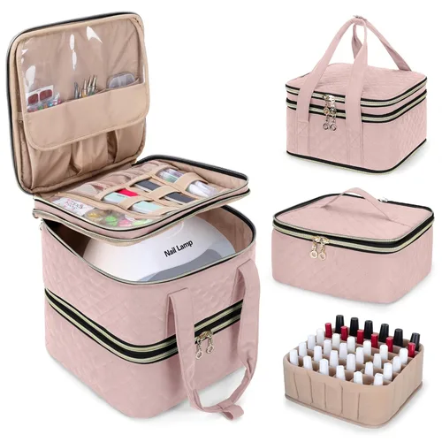 Vista 10 de Yarwo Estuche organizador de esmalte de uñas con capacidad para 72 botellas (0.5 fl oz/0.5 onzas líquidas), bolsa de almacenamiento de esmalte
