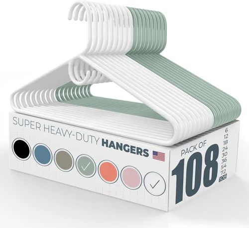 Vista 56 de Neaties Paquete de 6 perchas para ropa súper resistentes, fabricadas en los Estados Unidos, capacidad de 10 libras, perchas de plástico grueso