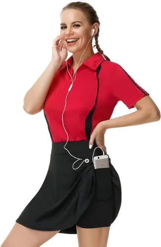 Vista 4 de JACK SMITH Conjunto de camisa de golf para mujer, 2 piezas, sin mangas, plisada, de secado rápido, con bolsillos, para atletismo, S-XXL