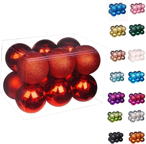 Vista 61 de Emopeak 24 bolas decorativas para árbol de Navidad, 4 estilos inastillables, decoración de árbol de Navidad, esferas colgantes para decoración