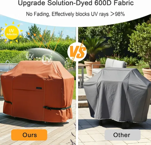 Vista 4 de NettyPro Funda para Parrilla Resistente al Agua de 32 Pulgadas, Funda para Barbacoa a Gas de 2 Quemadores al Aire Libre para Pequeños Weber, Marrón