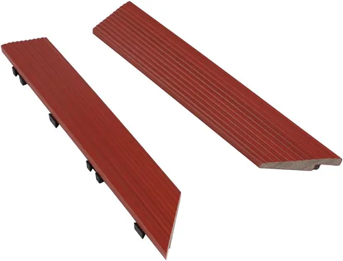 Vista 2 de NewTechWood 1/6 pies x 1 pie Quick Deck Azulejo compuesto interior de esquina Fascia en rojo sueco (2 piezas/caja)