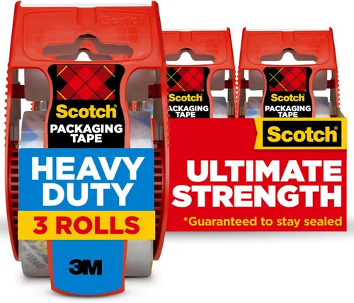 Cinta de Embalaje de Servicio Pesado Scotch, 1.88 x 22.2 yardas, Diseñada para Empacar, Enviar y Envío por Correo, Sello Fuerte en Todos los Tipos