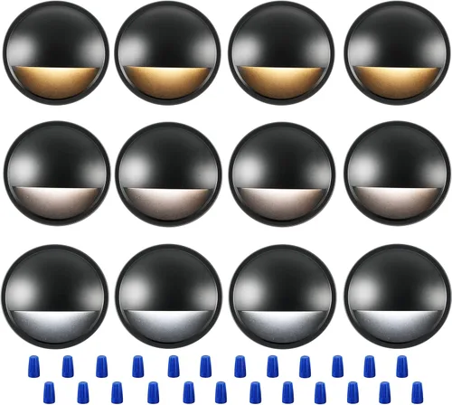 Vista 10 de CLOUDY BAY [Pack de 6] Luces LED de Cubierta de Bajo Voltaje de 3CCT para Exteriores, 2700K/3500K/5000K Seleccionables, Luz para Escalera, Valla