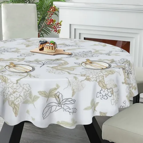 Vista 5 de Pastoral Round Tablecloth Floral Print Table Cloth Decor Washable Table Cover with Wrinkle Resistant for Home Kitchen Dining Room Picnic Camping