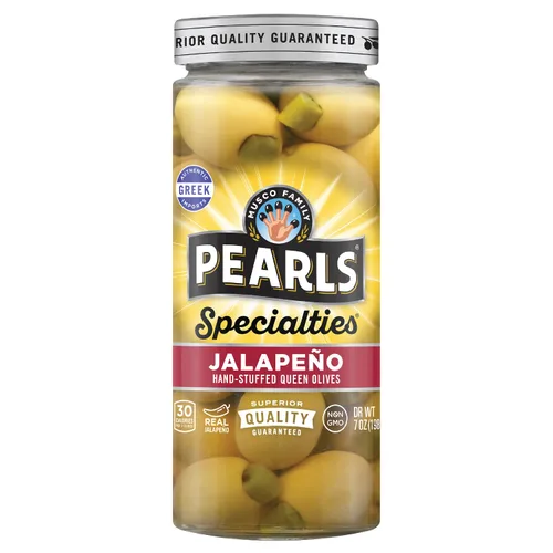 Vista 15 de Pearls Specialties, Aceitunas Queen rellenas de queso azul, paquete de 6, frascos de 6.7 onzas