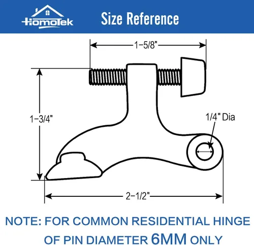 Vista 3 de HOMOTEK Paquete de 2 Topes de Puerta con Pasador de Bisagra de Latón Antiguo, Tope de Puerta Ajustable de Lujo Resistente de 2-1/2"x1-3/4
