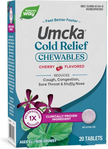 Nature's Way Umcka ColdCare Pastillas masticables, 15144, 20, 1