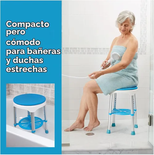 Vista 8 de Carex Taburete de baño y taburete de bañera giratorio fácil – Taburete de ducha, asiento de baño giratorio ajustable y silla de ducha para ancianos