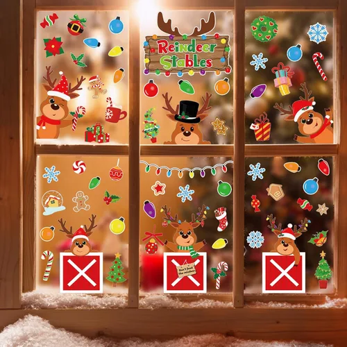 Vista 9 de Whaline 9 hojas de calcomanías para ventana de regreso a la escuela, gnomo lápiz libro globo mochila escolar, calcomanías para ventana