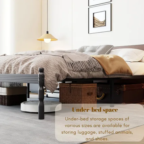 Vista 7 de COMASACH Base de cama resistente de tamaño individual con almacenamiento y tapón de colchón, marco de cama de metal con plataforma, no necesita