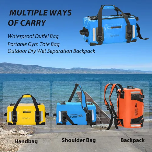 Vista 2 de Bolsa seca impermeable ESONE Mochila impermeable para hombres/mujeres Bolsas secas para kayak Mochila impermeable para viajes Bolsa seca mochila