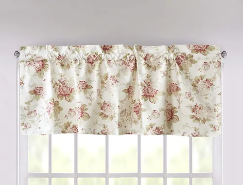 Vista 5 de DaDa Bedding - Cenefa de cortina para ventana de jardín con rosas florales, semitransparente, iluminación natural, borde recto botánico, borde a