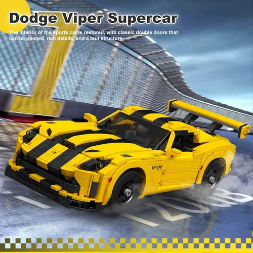 Vista 2 de Mould King 10046 Kits de Bloques de Construcción de Supercoches, Sets de Construcción de Modelos de Coches Dodge Viper, Regalo MOC de Coche