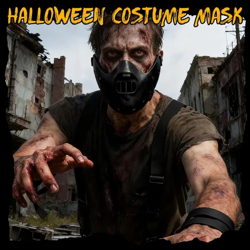 Vista 8 de nezababy Hannibal Lecter Máscara Cosplay El Silencio de los Corderos Media Cara Asesino de Resina