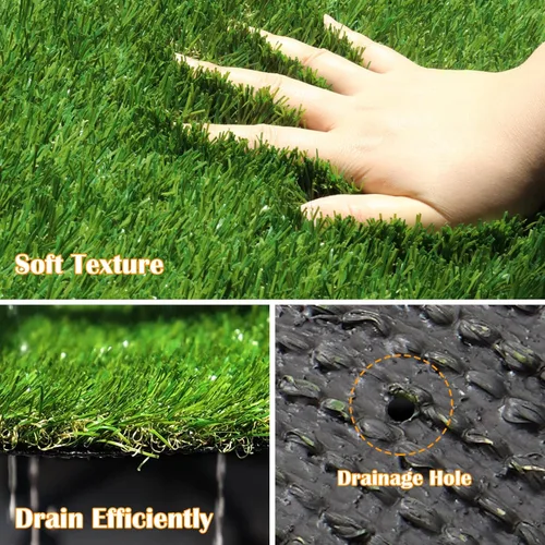 Vista 3 de Weidear Césped artificial de 4 x 6 pies, alfombra de césped artificial de 1.38 pulgadas, alfombra de césped sintético de 4 tonos, césped artificial